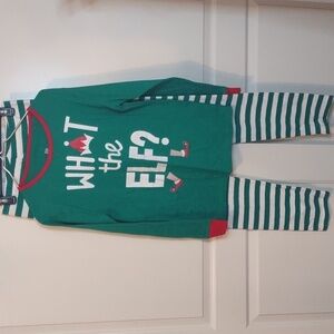 KikizYe What The Elf? Elf Stripes Christmas Two Piece Pajama Set Sz Medium NWOT
